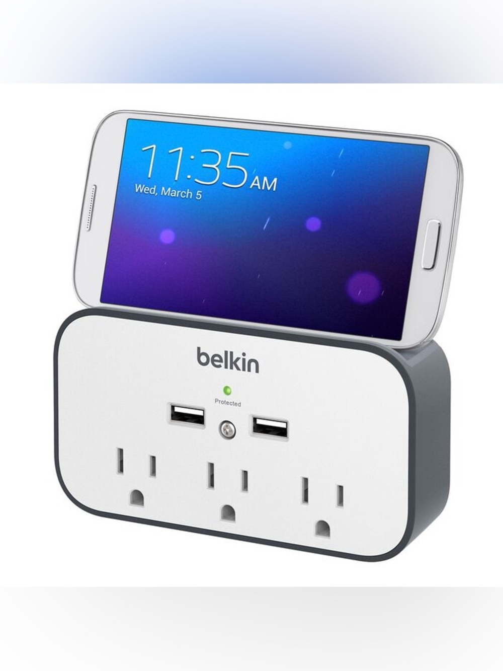 NIB:Belkin USB Wall Mount Surge Protector with Cradle
